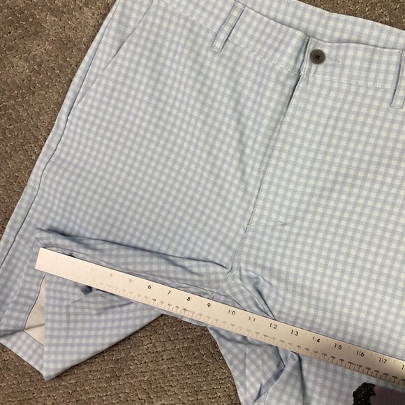 NWOT Jack Nicklaus Shorts Mens 36 Golf Flat Front Performance Blue Gingham Check - Picture 11 of 11